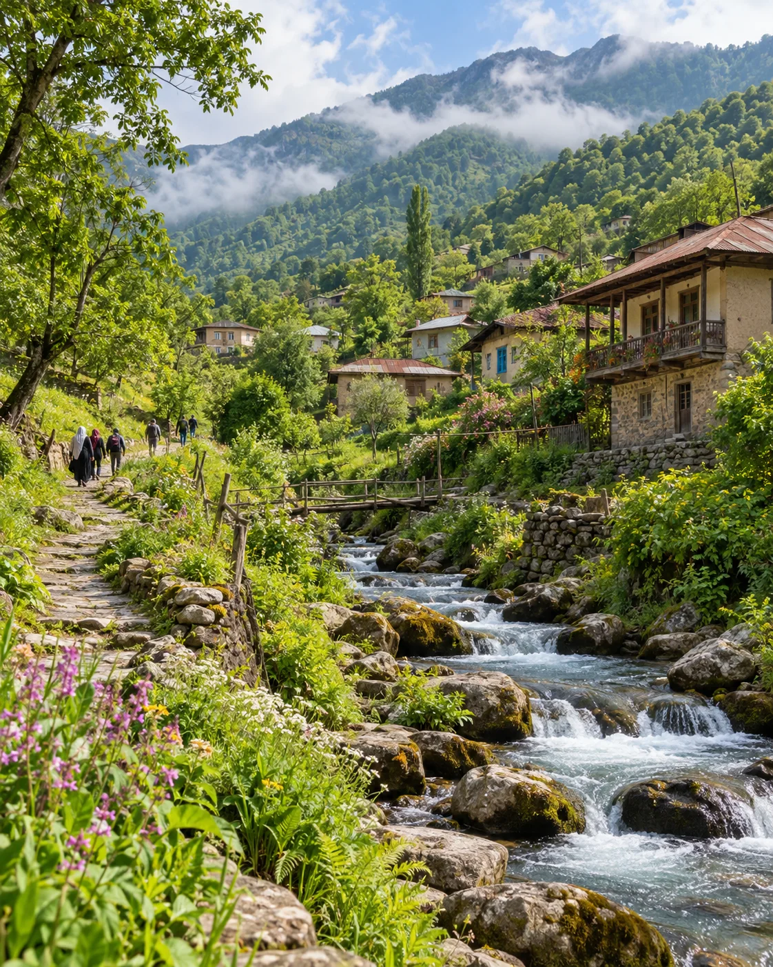 روستای سرسبز جواهرده و رودخانه کوهستانی