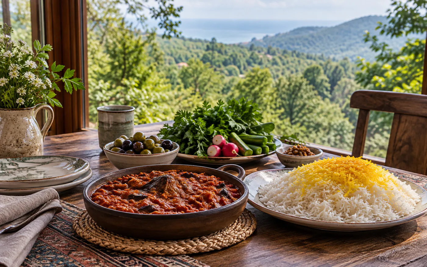 شام شب اول تور رامسر در هتل بام سبز